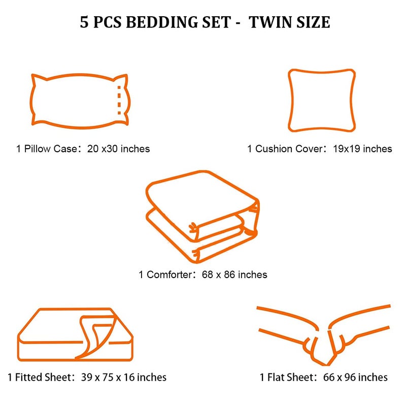 lris Bedding 5 Pieces Bed in a Bag for Boys Bedding Sets Twin Size Gamer Comforter Sets for Boys Kids  Gaming Comforter Set for Room Decor with Flat Sheet Fitted Sheet Pillowcase Cushion Cover - Image 5